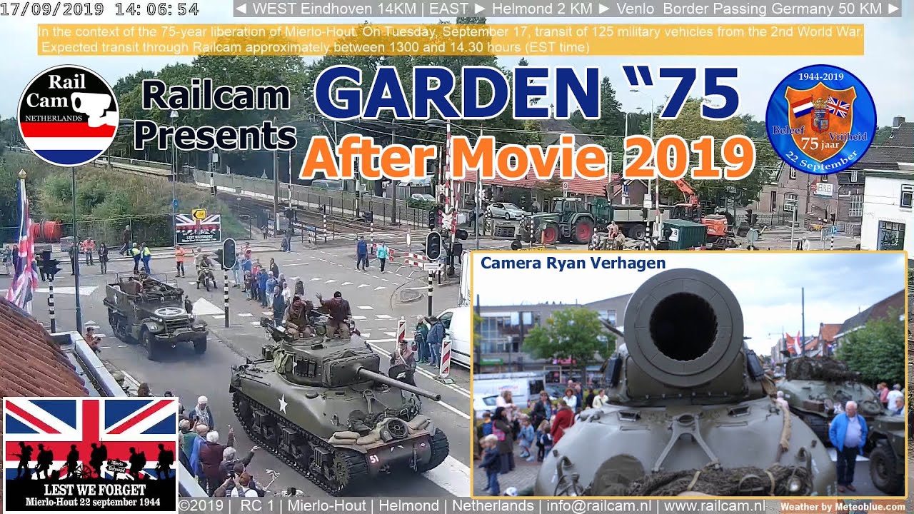 Garden75 2019  After Movie WW II vehicles passing Railcam #307