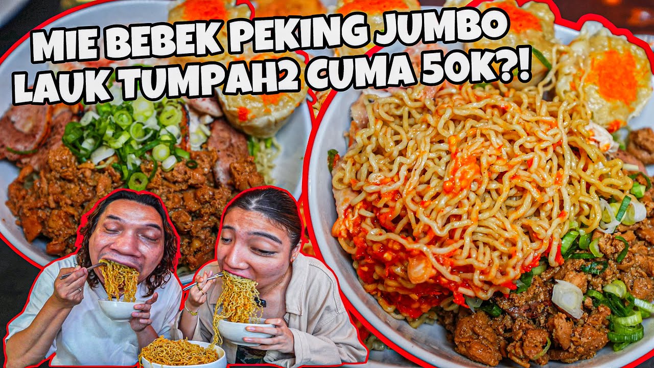 SUDAH GILA! BAKMI BEBEK JUMBO TUMPAH CABE 3 JENIS TOPPING CUMA 50K PERTAMA DI INDONESIA?!