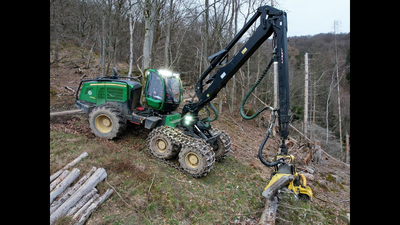 🌲4K| John Deere 1470G & 1110E im Sturm & Käferholz • Harvester & Forwarder Action • Forst Zobel🌲