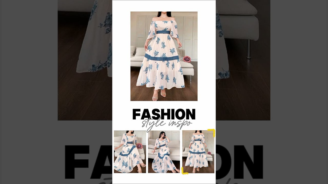✨ Elegant Floral Chiffon Maxi Dress with Blue Lace Accents &ndash; Romantic Summer Style ✨#MNIFashion