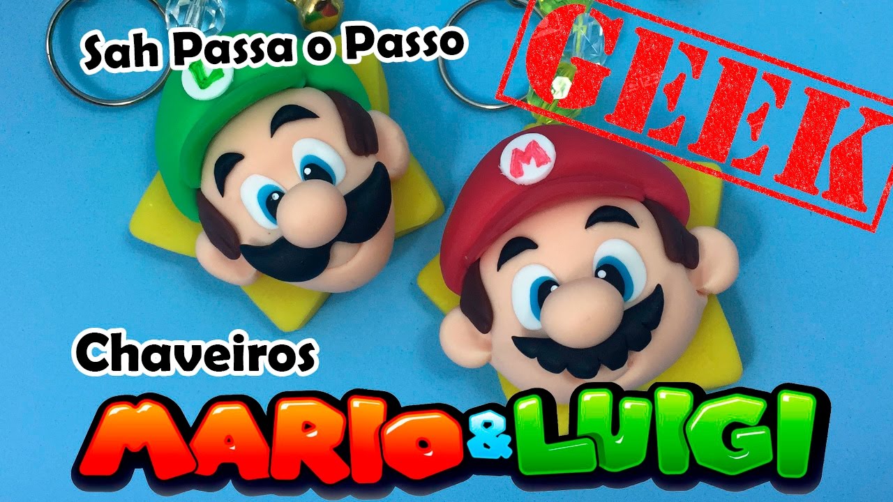 DIY - Chaveiros Mario e Luigi em BISCUIT - Sah Passa o Passo GEEK