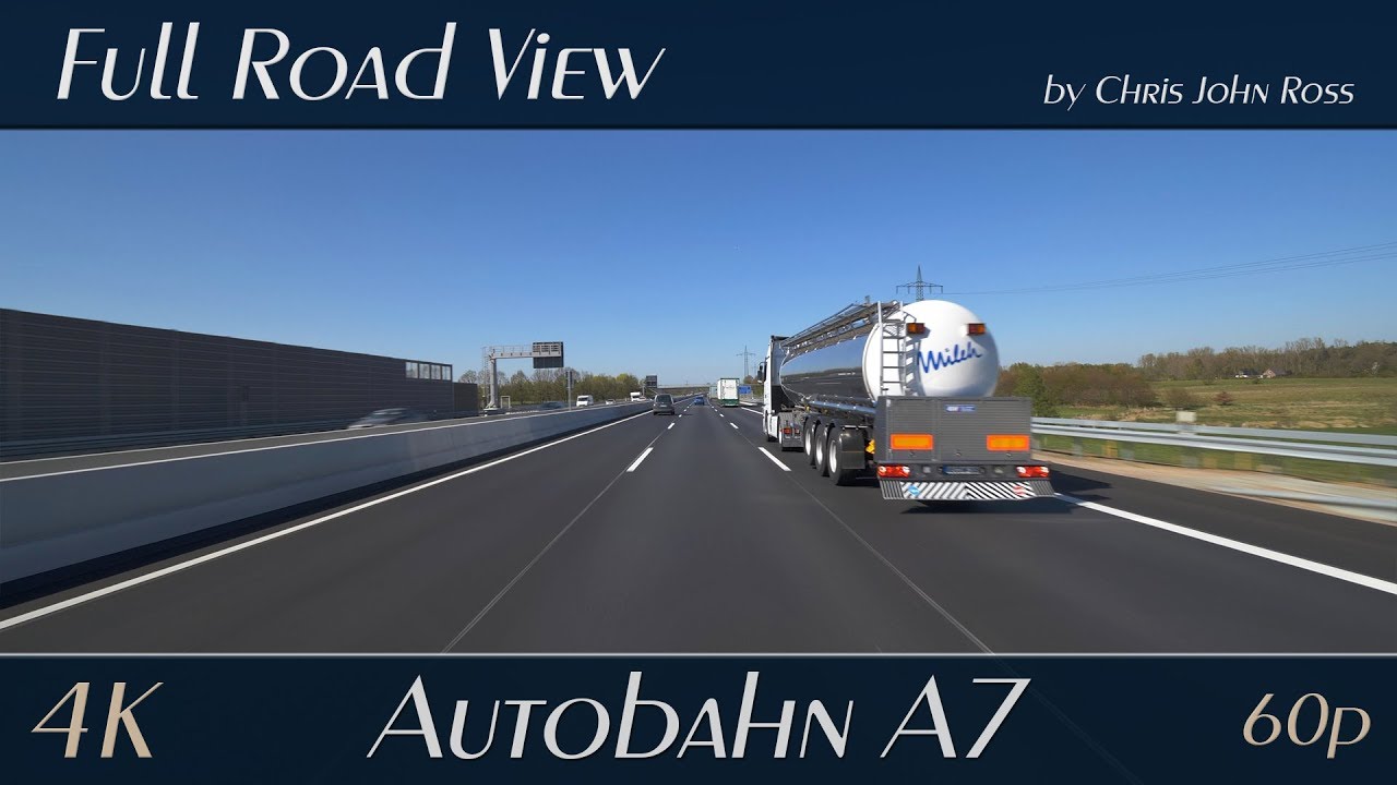 Autobahn (A7), Germany: RS Brokenlande Ost - Neumünster-Süd - Neumünster-Mitte - 4K (2160p/60p)