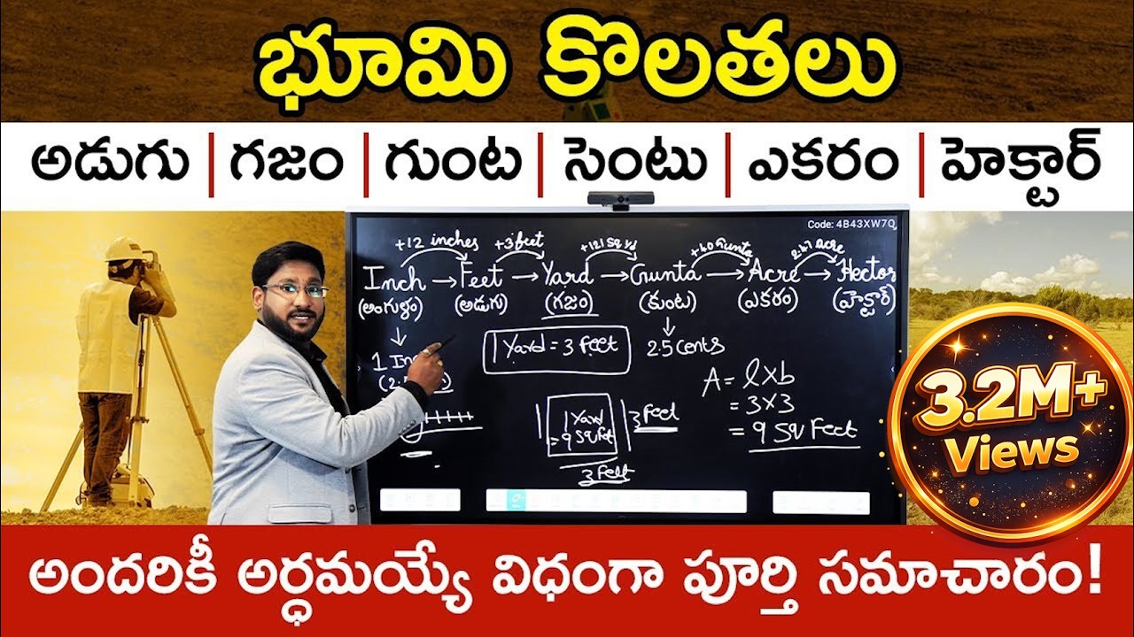 Land Measurement In Telugu - భూమి కొలతలు | How to Measure Land Area in Telugu | Kowshik Maridi
