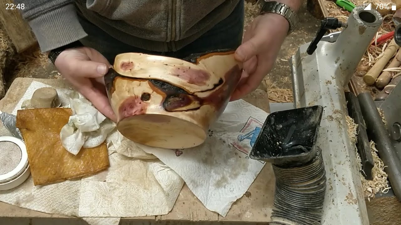 Woodturning - Natural Red Cedar Bowl With A Beautiful Branch.