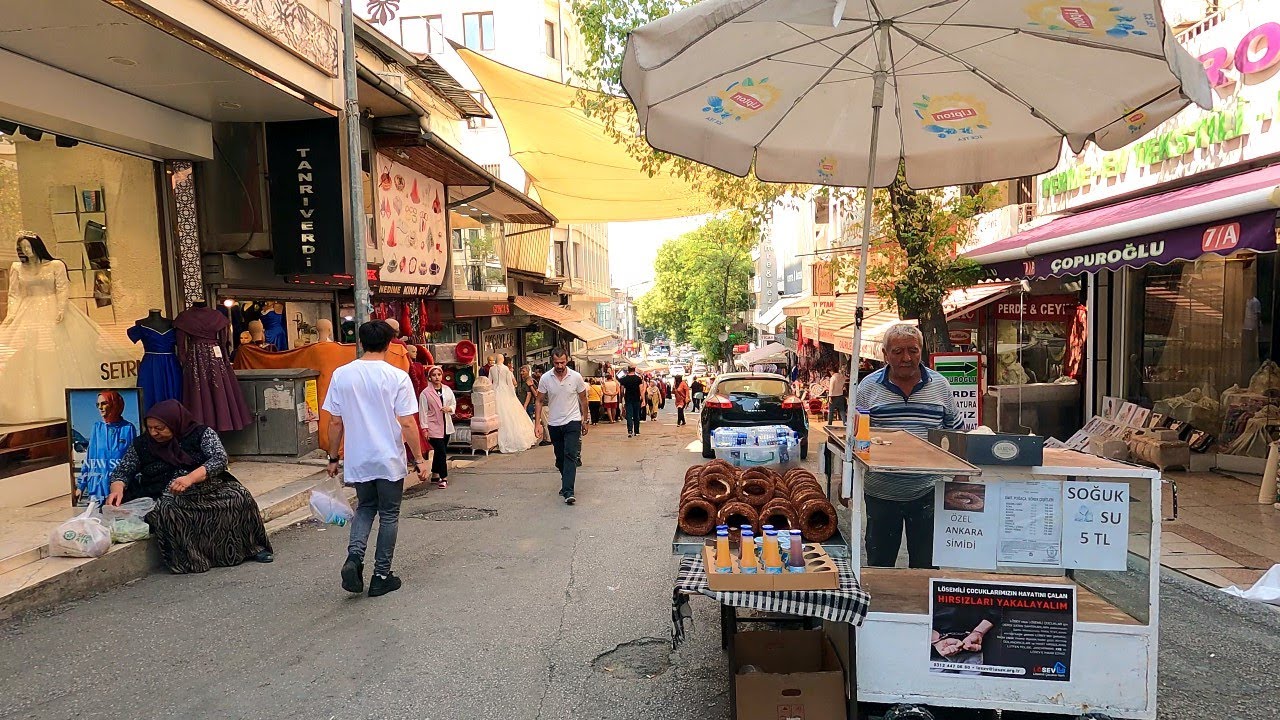 Ankara [4k60fps], Ulus; Toptancılar, Saraçlar Caddesi, Çıkrıkçılar Yokuşu Yürüyüş Turu