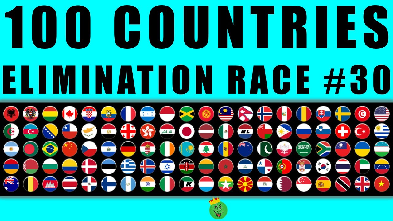 100 Countries Elimination Marble Race in Algodoo #30 \ Marble Race King