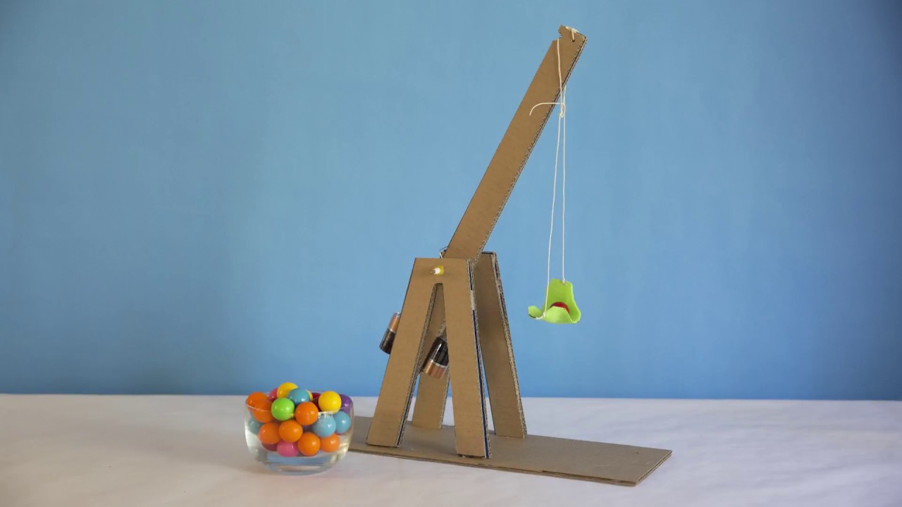 MYO - Make Your Own Gumball Trebuchet out of Cardboard