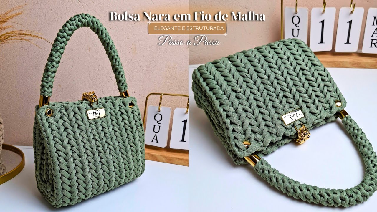 Passo a Passo - Bolsa Nara em Fio de Malha - Elegante e Estruturada- Ponto Espinha de Peixe 