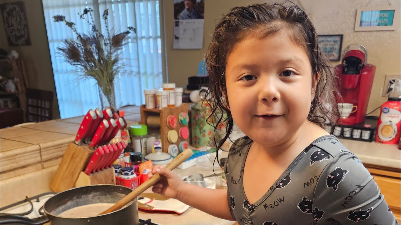 MAKING Rice milk , aros con Leche with my Trinity AKA China she was so excited 😊 🤗 