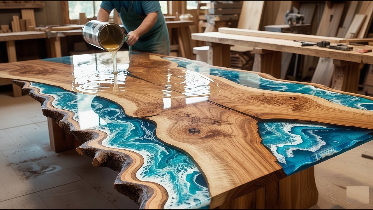 The Process Of Creating This Stunning 3D Wave-Shaped Epoxy Table