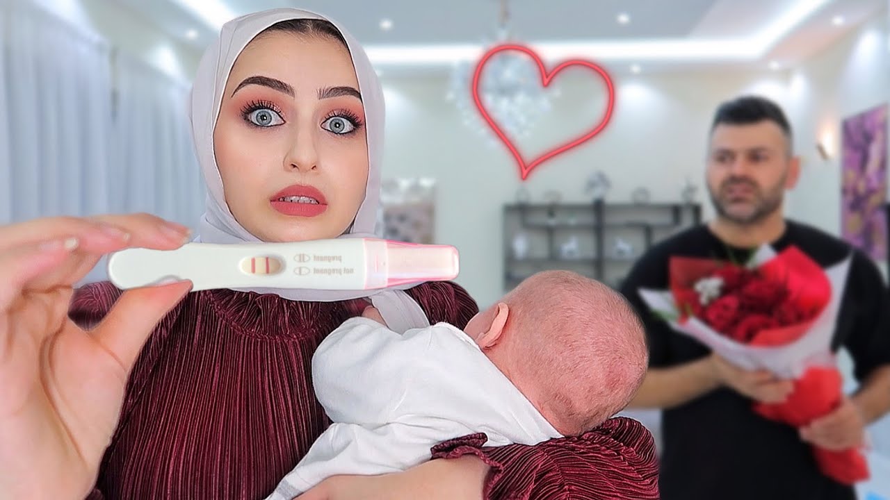 مقلب انا حامل بالطفل الثالث😱! فاجأتة بعيد الحب
