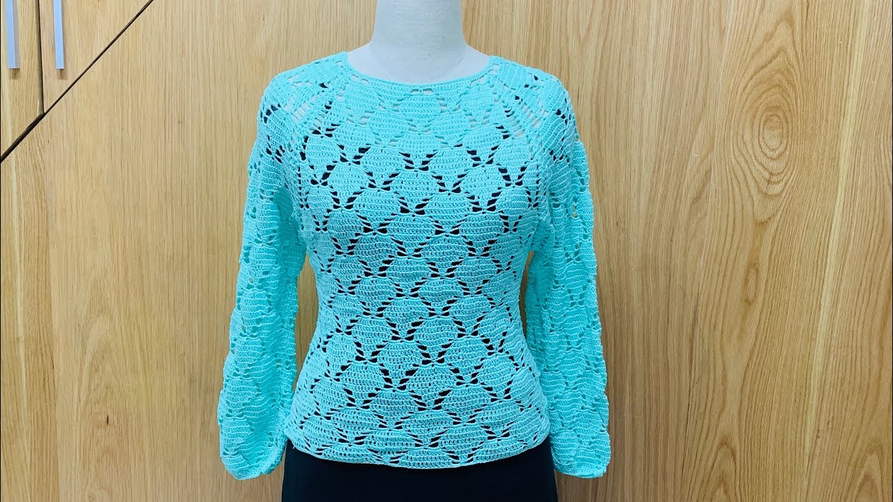 64. Hướng dẫn móc áo họa tiết trái tim_ Vân vũ_ Crochet shirt