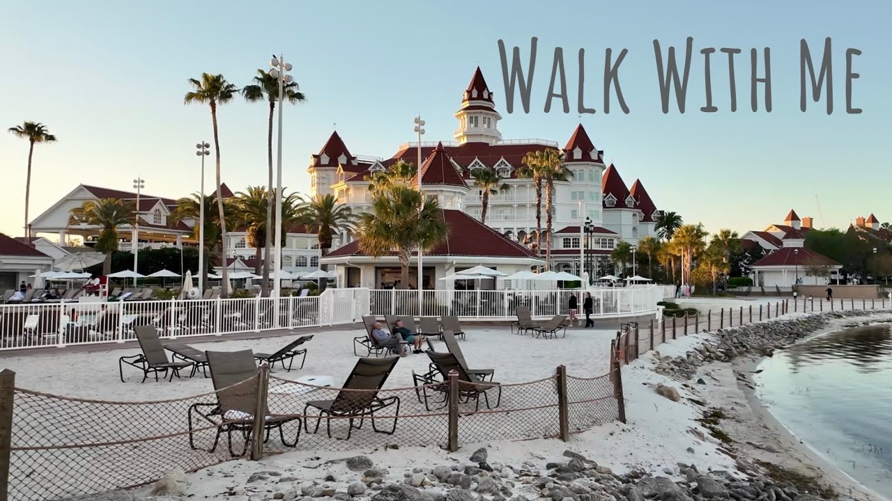 Walk W/Me~Sunset Around The Seven Seas Lagoon/ Monorail & Fireworks On The Polynesian Resort Beach