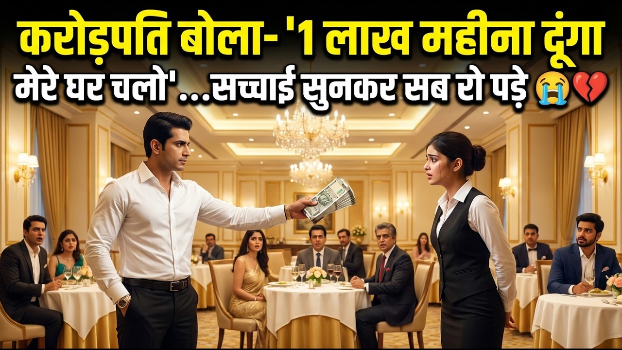 करोड़पति बोला– “1 लाख महीना दूंगा, मेरे घर चलो”… वेट्रेस की सच्चाई सुनकर सब रो पड़े 😭💔