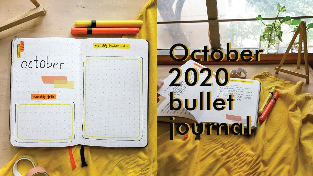 Bullet journal spreads for October 2020 | Bucket list, music, journal prompts, habit trackers