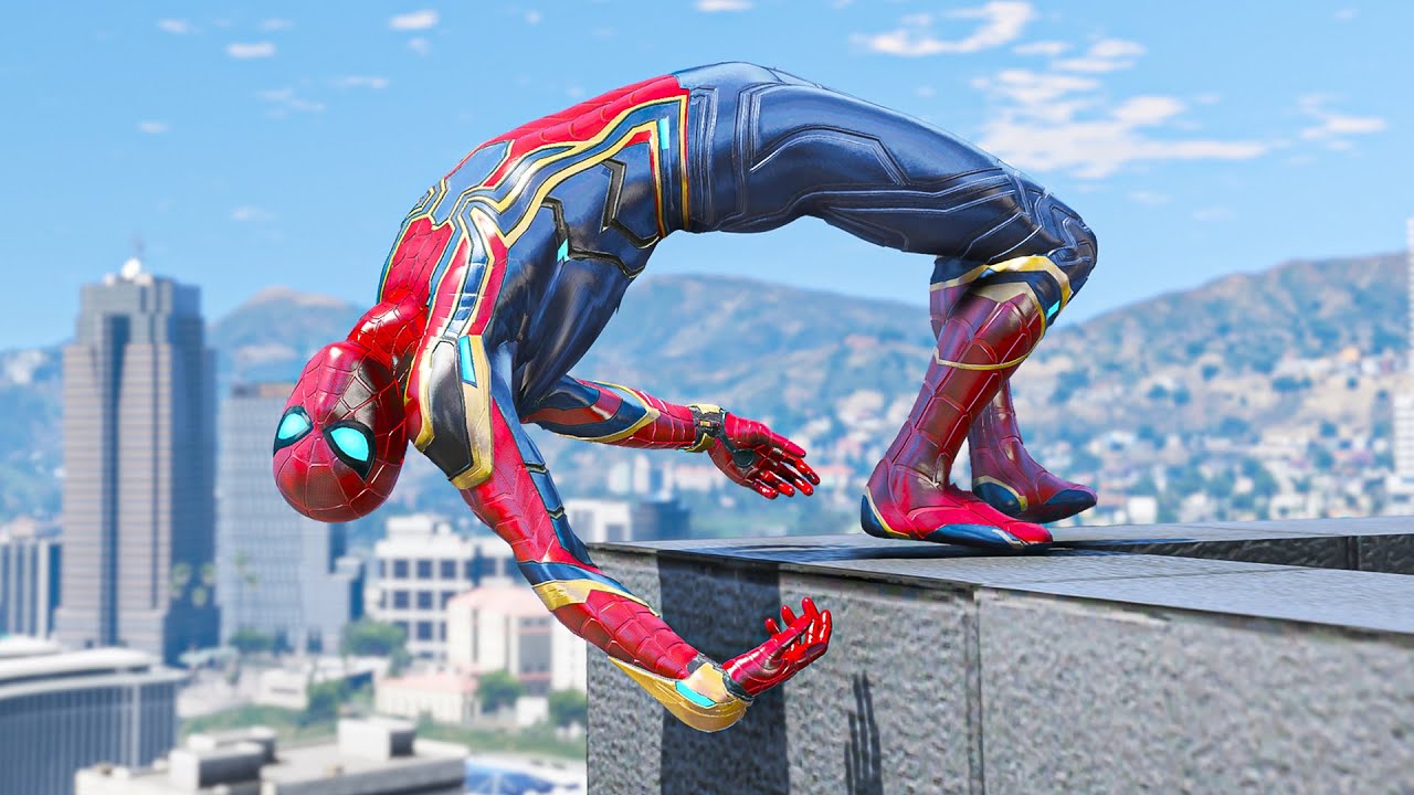 GTA 5 IRON SPIDERMAN Epic Ragdolls (Euphoria Physics Showcase) Ep 10