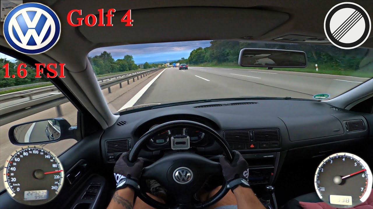 Volkswagen Golf 4 1.6 FSI Acceleration Top Speed Drive on Autobahn POV