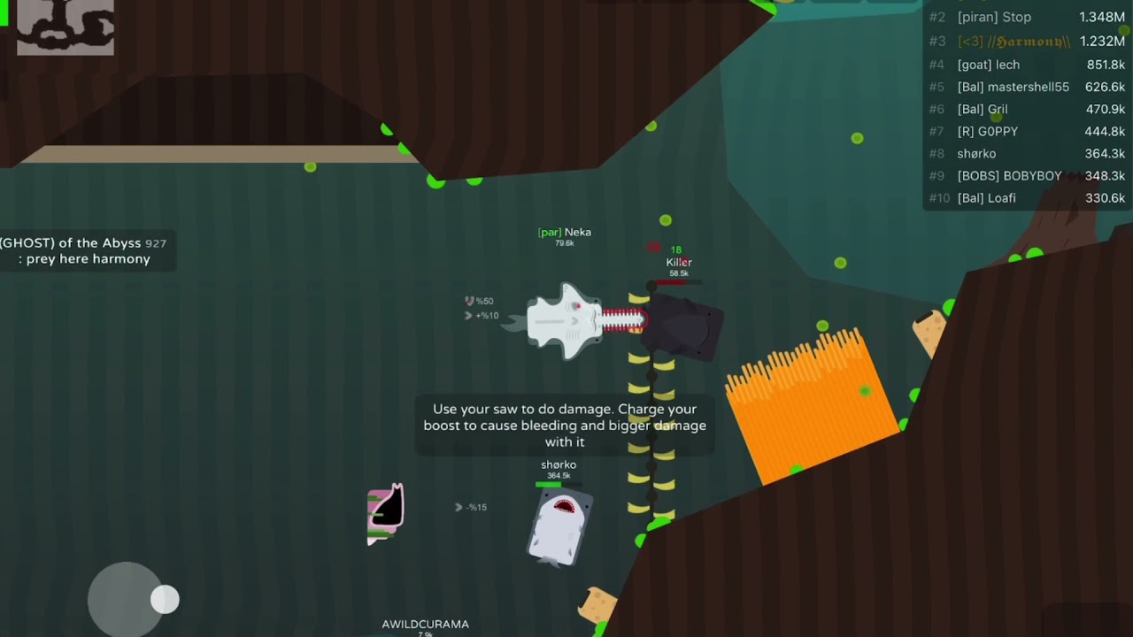Sawfish solo tffa montage in deeeep.io - eat fish, become the shark!