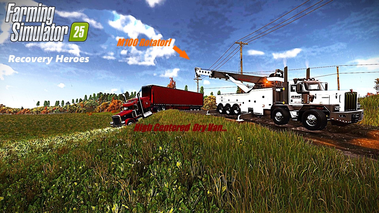 High Centered In MY OWN YARD..... M100 To The Rescue! | FS25 Recovery Heroes