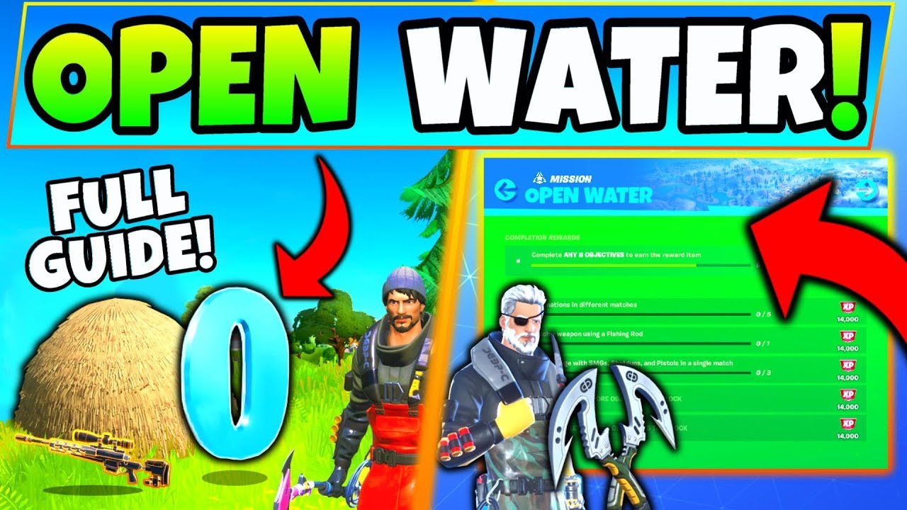 Fortnite OPEN WATER CHALLENGES GUIDE CHAPTER 2! - Hideouts, Hidden O (Fortnite Season 11)