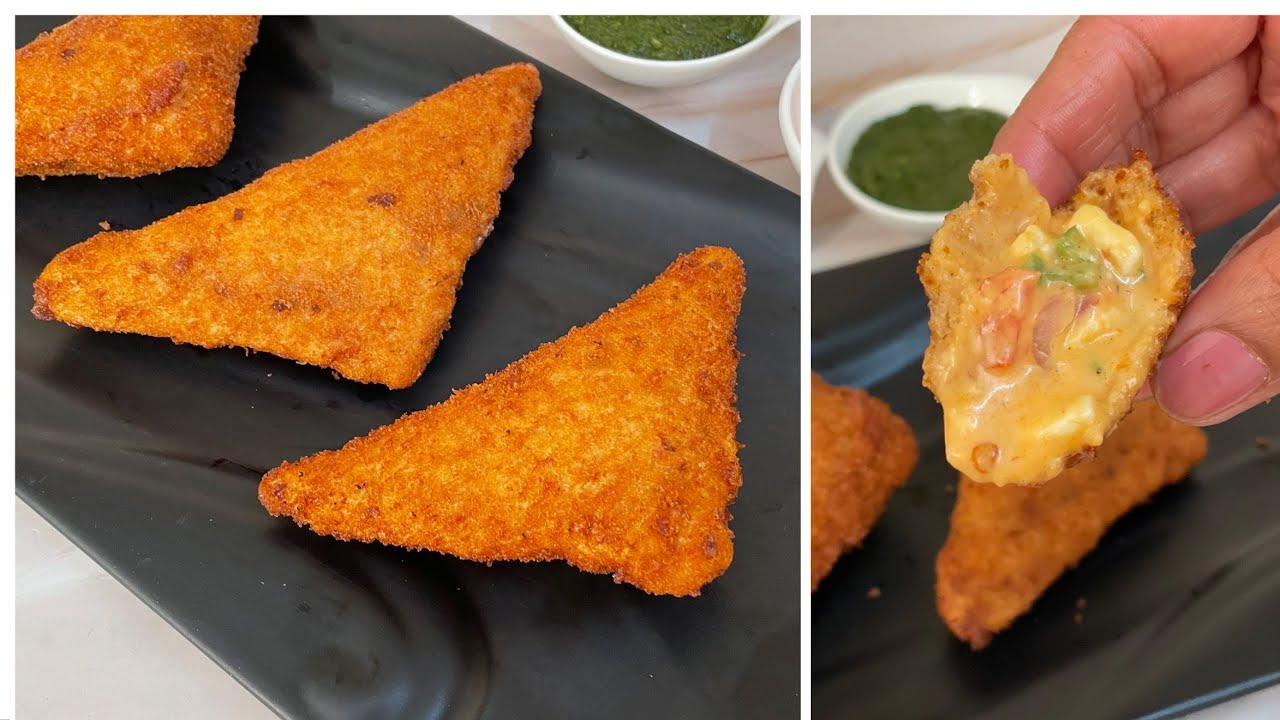 Crispy Creamy Triangles | Crispy Cheesy Bread Triangles |Easy Snacks Recipe | Cheesy Bread Triangles