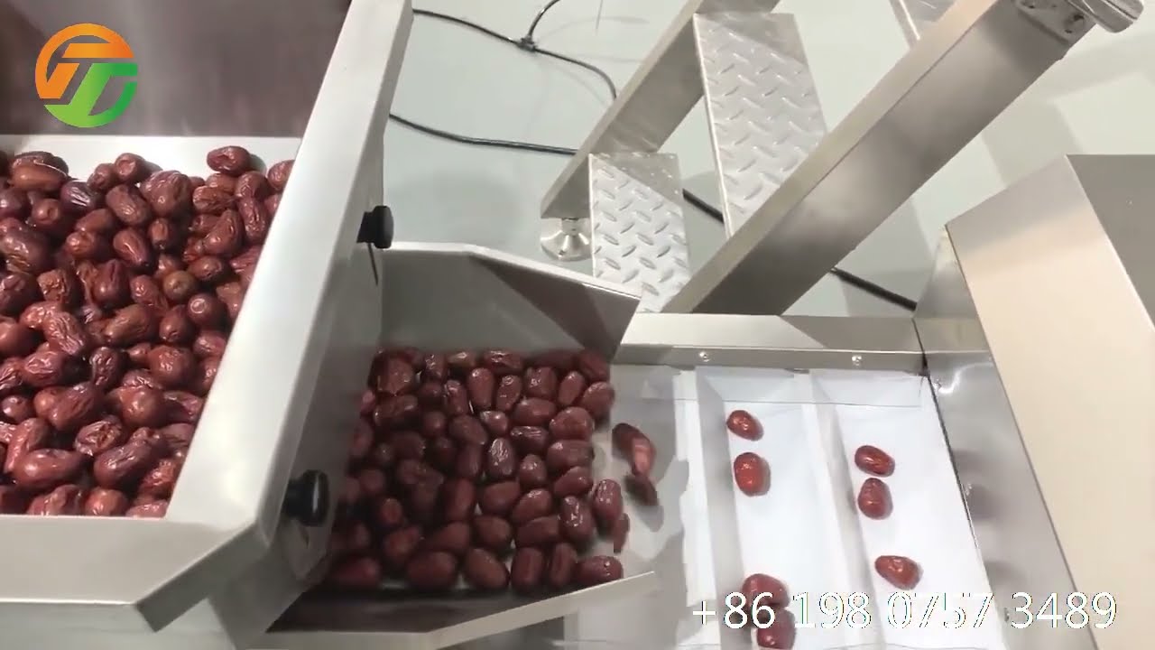 Multihead weigher date palm snacks weighing packing machine, vffs form fill seal