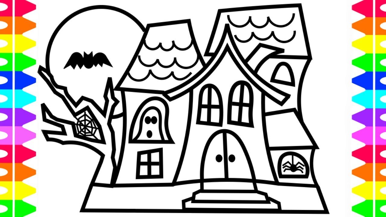 HAPPY HALLOWEEN COLORING!! Learning How to Draw| Haunted House for Children| Coloring Book for Kids
