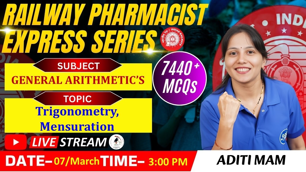 L-167 | Trigonometry & Mensuration Practice –General Arithmetic | RAILWAY(RRB) PHARMACIST