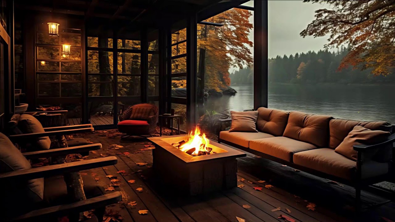 Crackling Fireplace & Smooth Jazz Instrumental 🍂 Warm Jazz Music at Cozy Fall Coffee Shop Ambience