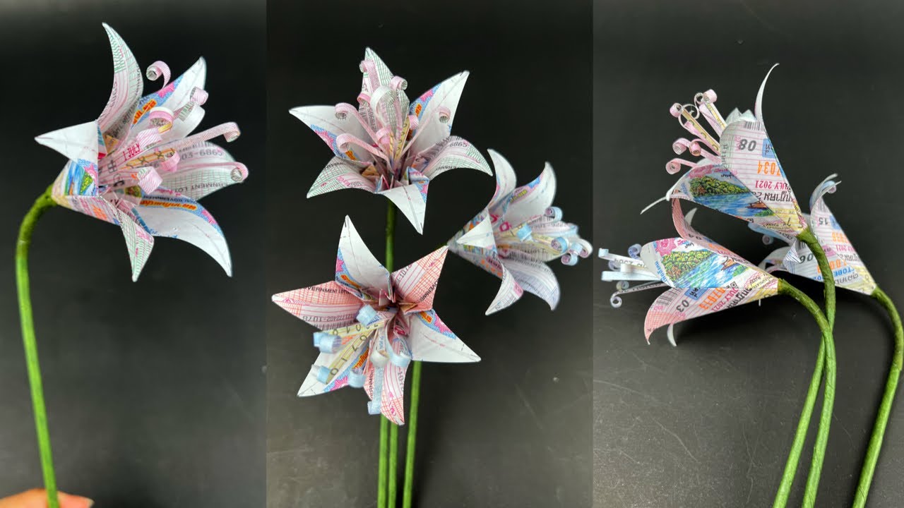 DIY Flower paper. | ดอกไม้จาก ลอตเตอรี่เก่า