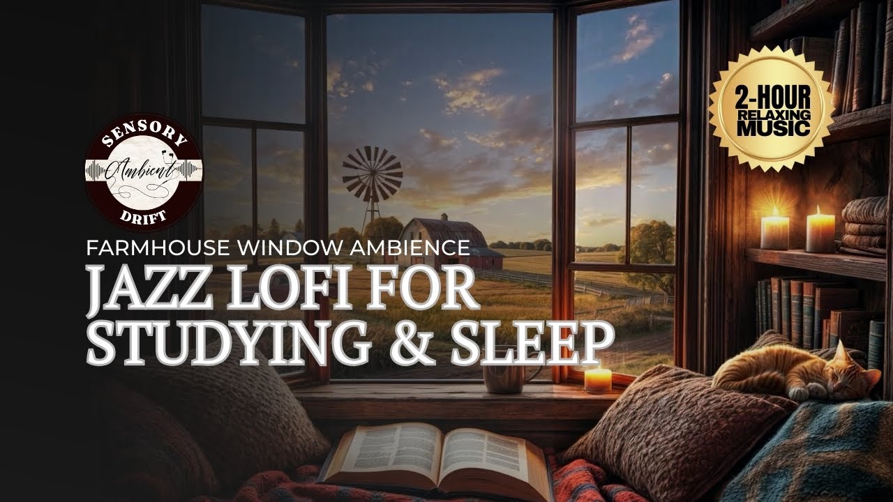 Jazz LoFi for Studying & Sleep 🌅 | 2-Hour Farmhouse Window Ambience