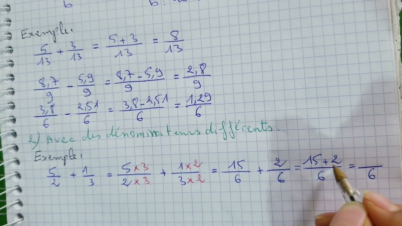 opération sur les nombres en écriture fractionnaire 