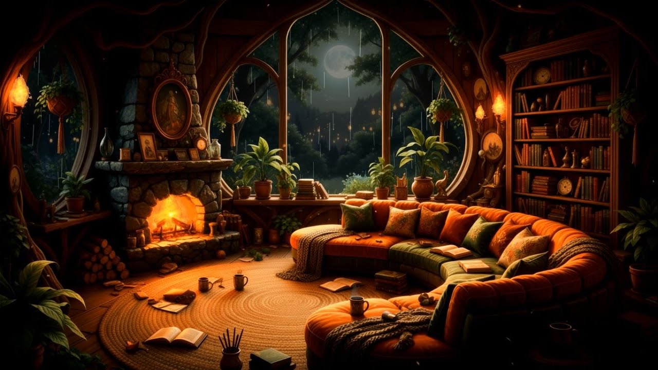 10 Hours of Cozy Rain & Fireplace Sounds 🌧️🔥 | Deep Relaxation, Reading, Study & Sleep Ambience