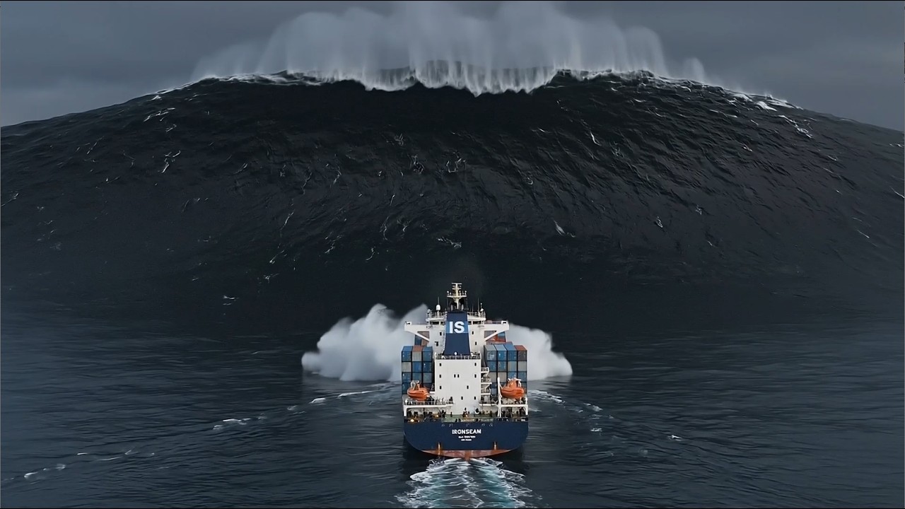 Mega Tsunami vs Giant Cargo Ship | Ultra-Realistic Ocean Disaster Simulation AI
