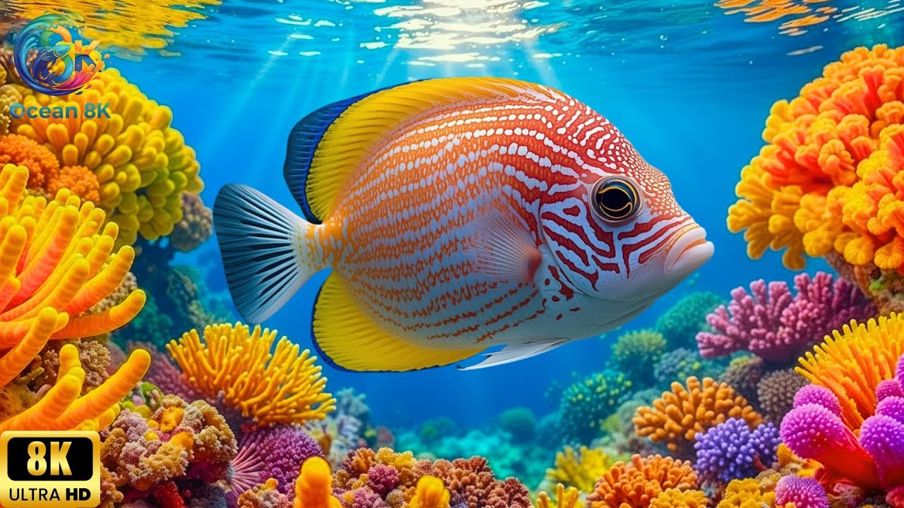 Blue Ocean Tranquility in 8K | Reef Fish Ballet & Serene Sea Vibes - Calm music🐠