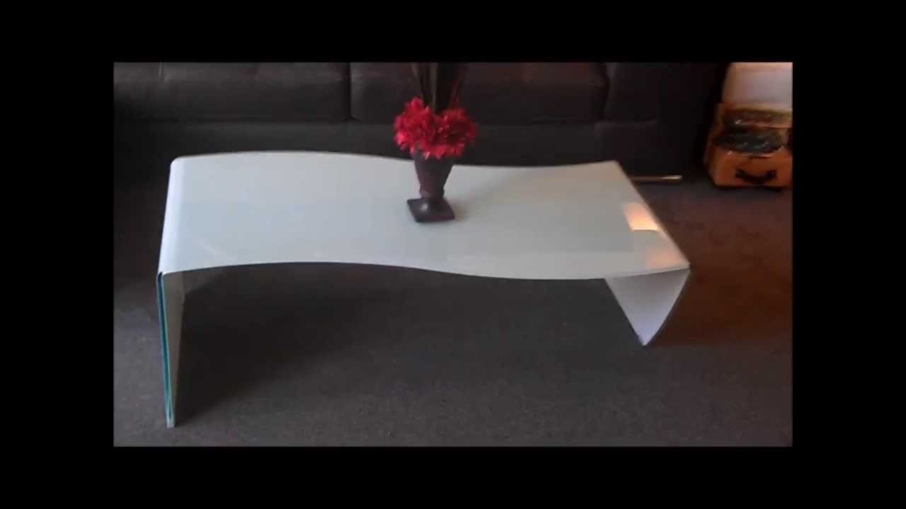 Modern white glass coffee table Vieste