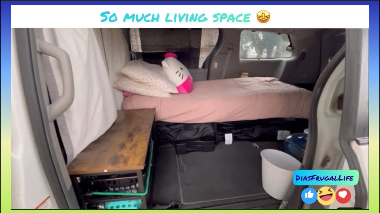 No-Build Minivan Camper Van tour 4 / More Living Space #diasfrugallife #campervan #toyota