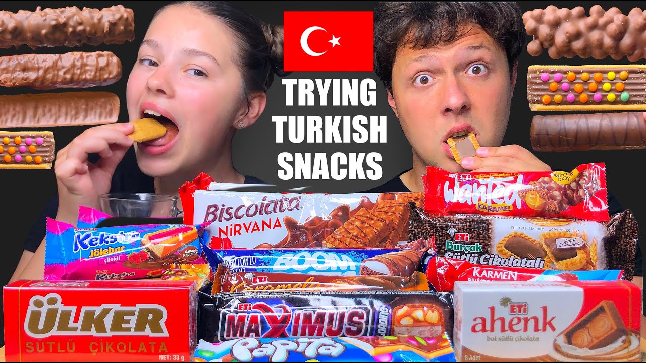 ASMR TRYING TURKISH SNACKS part 3 (CHOCOLATE + COOKIES) MUKBANG EATING 먹방 Tati ASMR