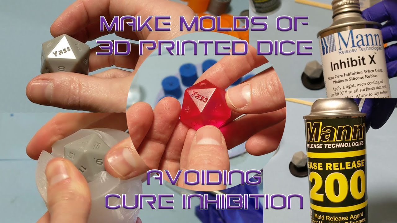 Make Molds of 3D Printed Dice - Avoiding Cure Inhibition (Inhibit-x, Ease Release)