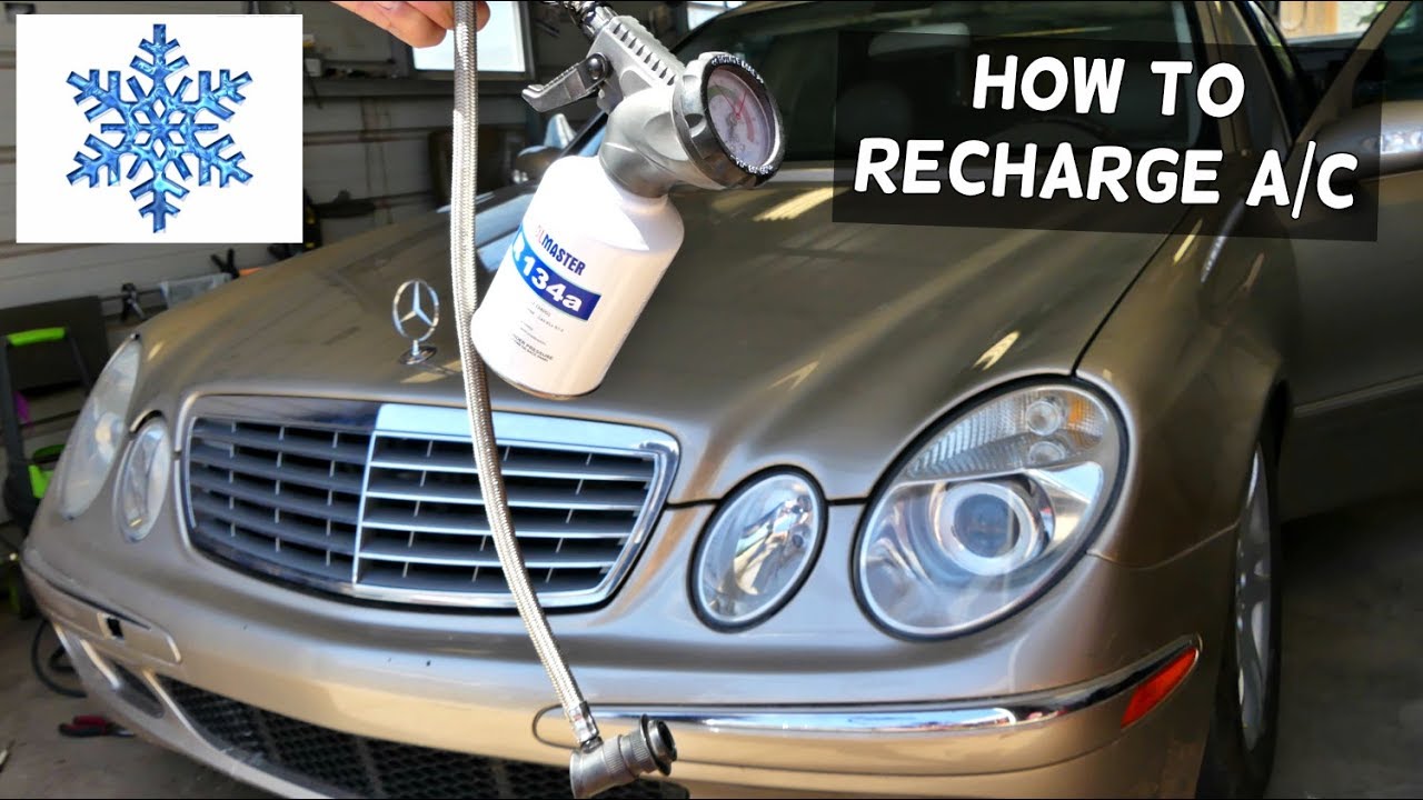 MERCEDES W211 HOW TO RECHARGE THE AIR CONDITIONER AC E320