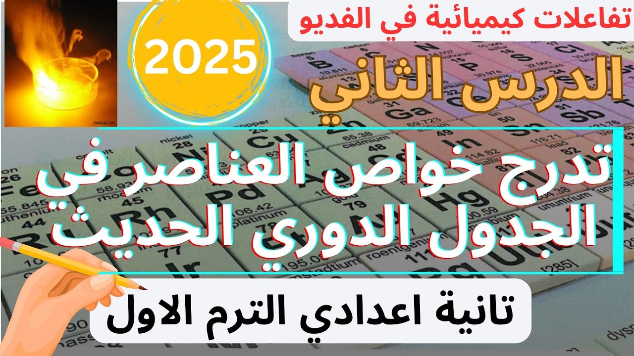 الدرس الثاني علوم الصف الثاني الاعدادي ترم اول | تدرج خواص العناصر في الجدول الدوري الحديث 2025 كامل