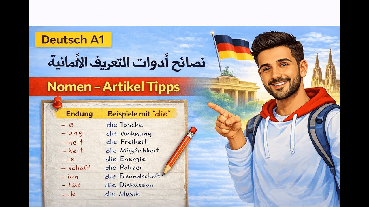 نصائح أدوات التعريف في الألمانية (النهايات) | Deutsch A1 – Nomen & Artikel Tipps