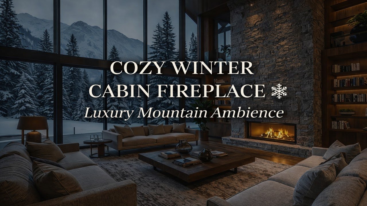 Cozy Winter Cabin Fireplace ❄️ Luxury Mountain Ambience