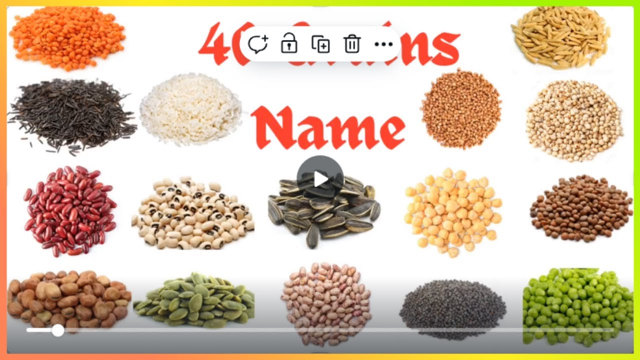 Grains Name | 40 Food Grains Name and picture in English|Food Grains Name