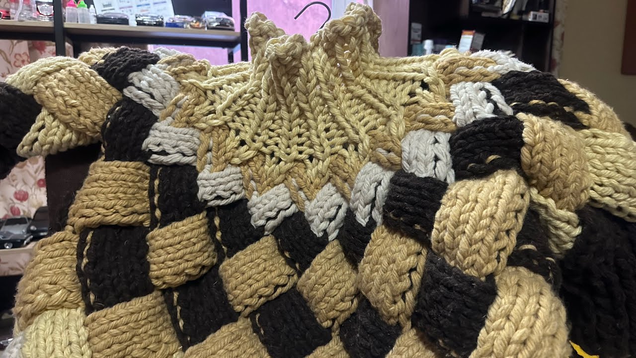 COMO TEJER SUETER ENTRELAC CON LANA JUMBO PARA ZURDOS