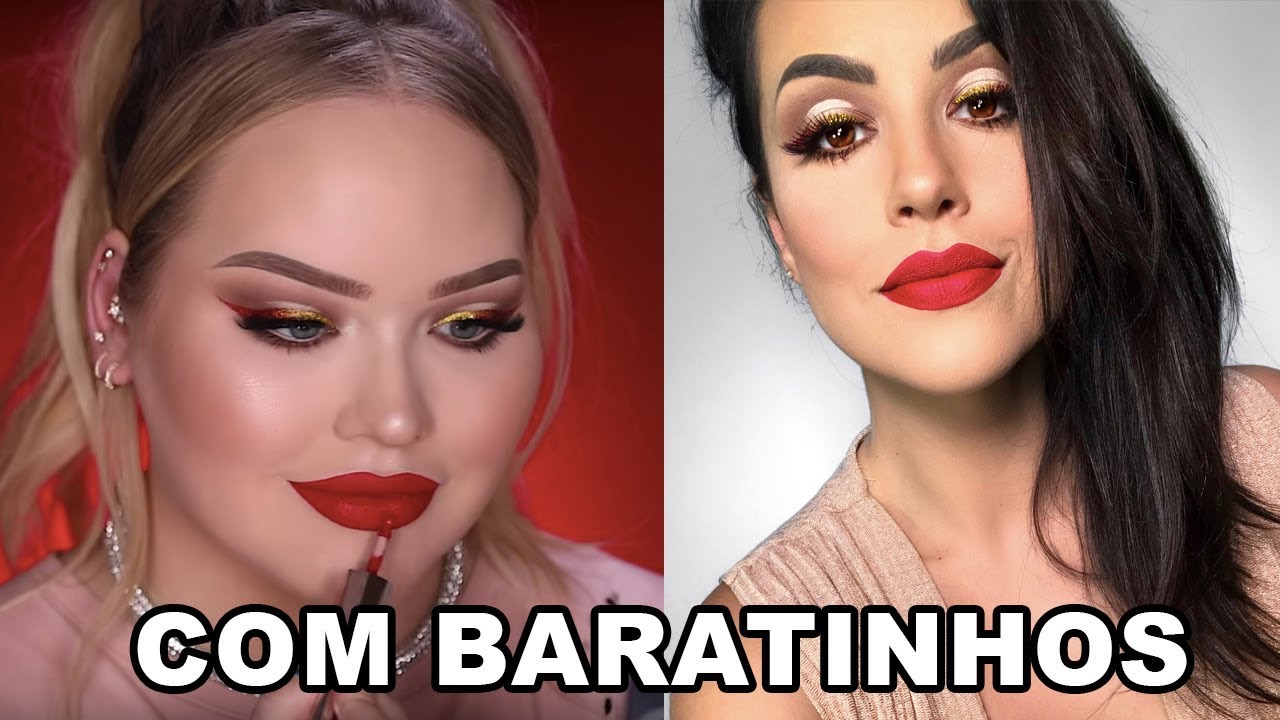 TENTEI IMITAR UMA MAQUIAGEM DA NIKKIE TUTORIALS PARA FESTAS DE FIM DE ANO COM PRODUTOS NACIONAIS!