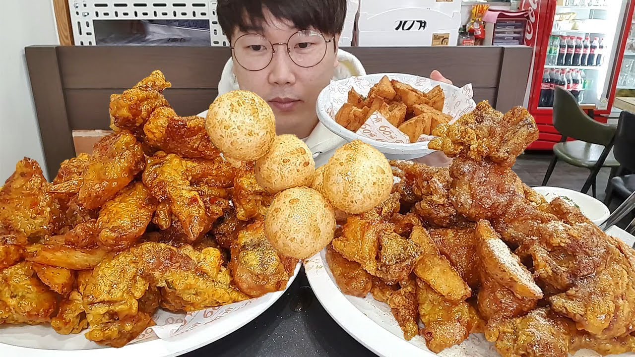 60계 6초치킨 간지치킨 치킨 2마리 먹고 치즈볼 멘보샤 또묵자 chicken mukbang 먹방 야식이 먹방