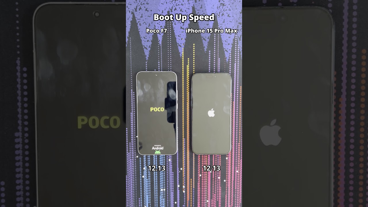 Poco F7 vs iPhone 15 Pro Max Boot Up Speed (Android 15 vs iOS 18.6)