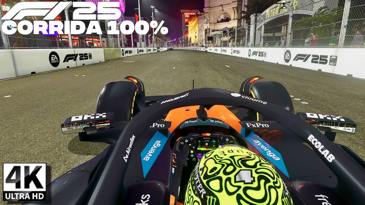Lando Norris Mclaren MCL39 2025 I Corrida GP Las Vegas 4K I F1 25 Gameplay