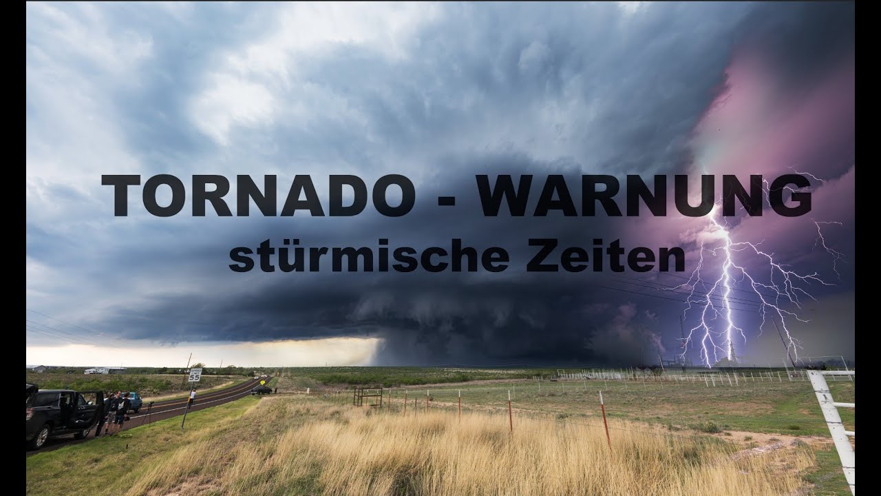 Unwetter mit Tornado - Warnung an fetter Superzelle Alarm Stufe Rot